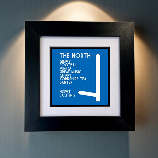THE NORTH MOTORWAY SIGN FRAMED PRINT
