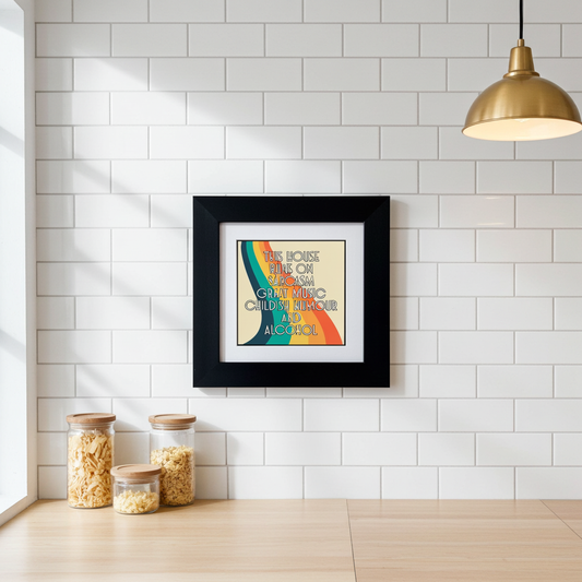 Framed artwork with a colorful design