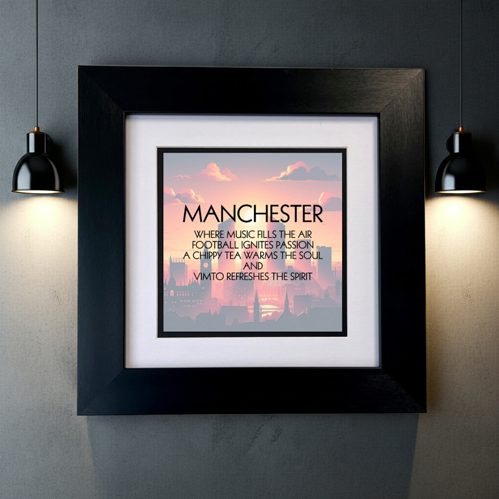 MANCHESTER QUOTE FRAMED PRINT