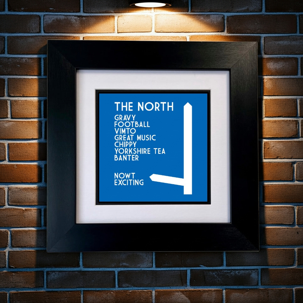 THE NORTH MOTORWAY SIGN FRAMED PRINT
