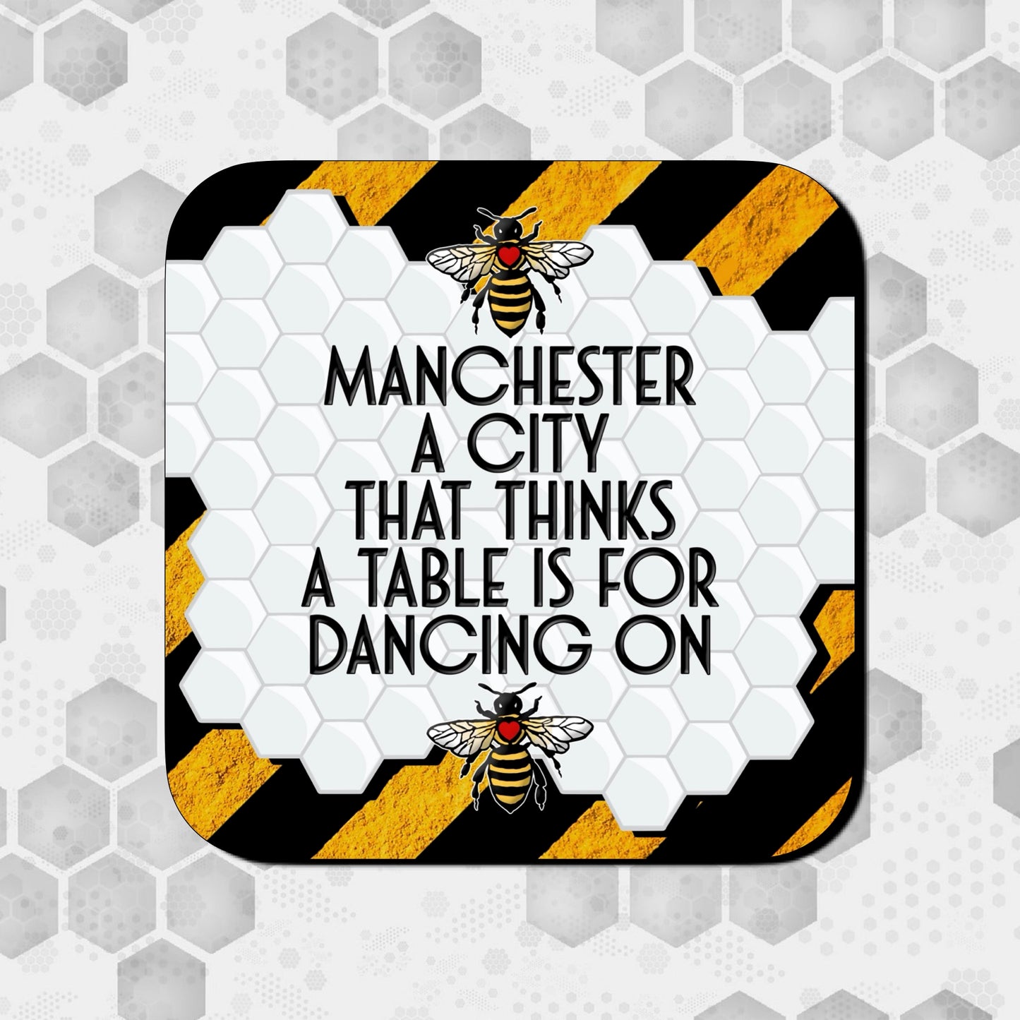 MANCHESTER A CITY THAT THINKS A TABLE IS FOR DANCING ON COASTER