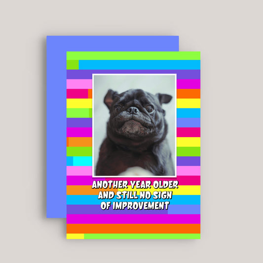 ANOTHER YEAR OLDER AND STILL NO SIGN OF IMPROVEMENT GREETINGS CARD