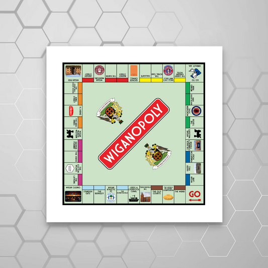Wigan Monopoly Style Print | Funny Wigan Gift Wall Art